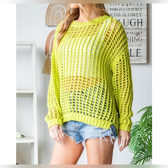 #465 SALE 🛑48 S,M,L Boho Loose Fit Crochet Sweater - Picture 8 of 10